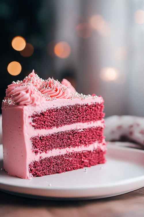 Serving Pink Velvet Cake