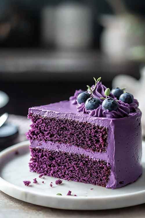 Serving Purple Velvet Cake