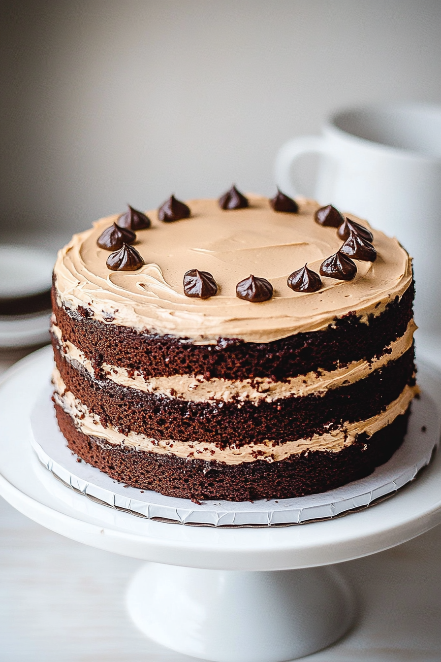 Moist Chocolate Cake with Coffee Buttercream