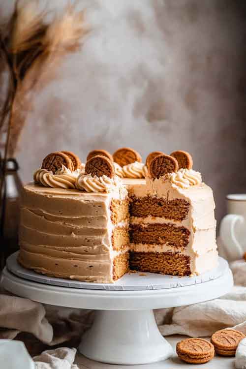 Assemble and Decorate the Layered Lotus Biscoff Cake