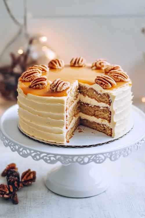 Assemble and Decorate the Toffee Pecan Caramel Cake