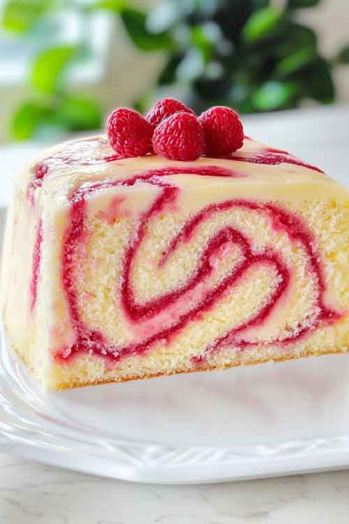 Assembling the Almond Raspberry Swirl Cake