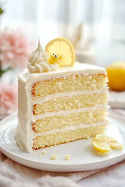 Moist lemon velvet cake with lemon cream cheese frosting