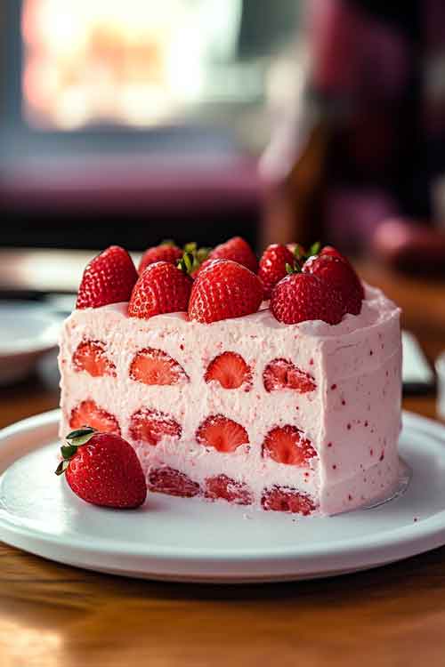 Serving Best Strawberry Cake Ever