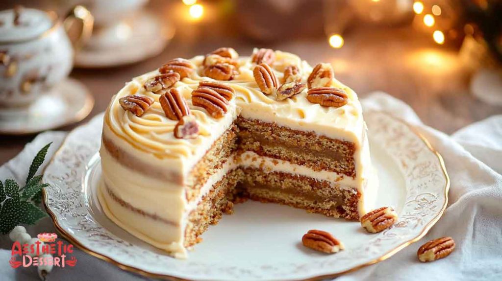 Toffee Pecan Caramel Cake with Caramel Cream Cheese Frosting