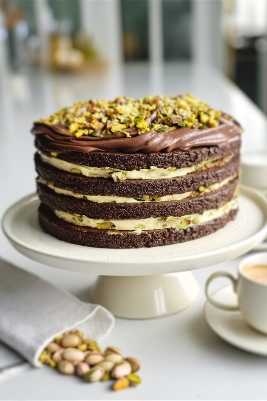 Layered Chocolate Pistachio Cookie Cake