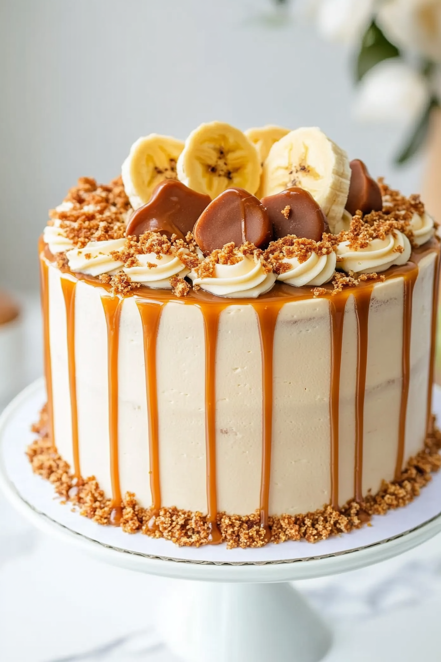 Salted Caramel Banana Toffee Cake