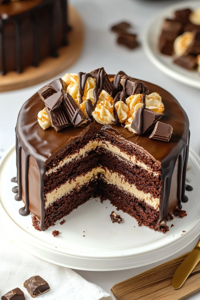 The Best Chocolate Snickers Cake