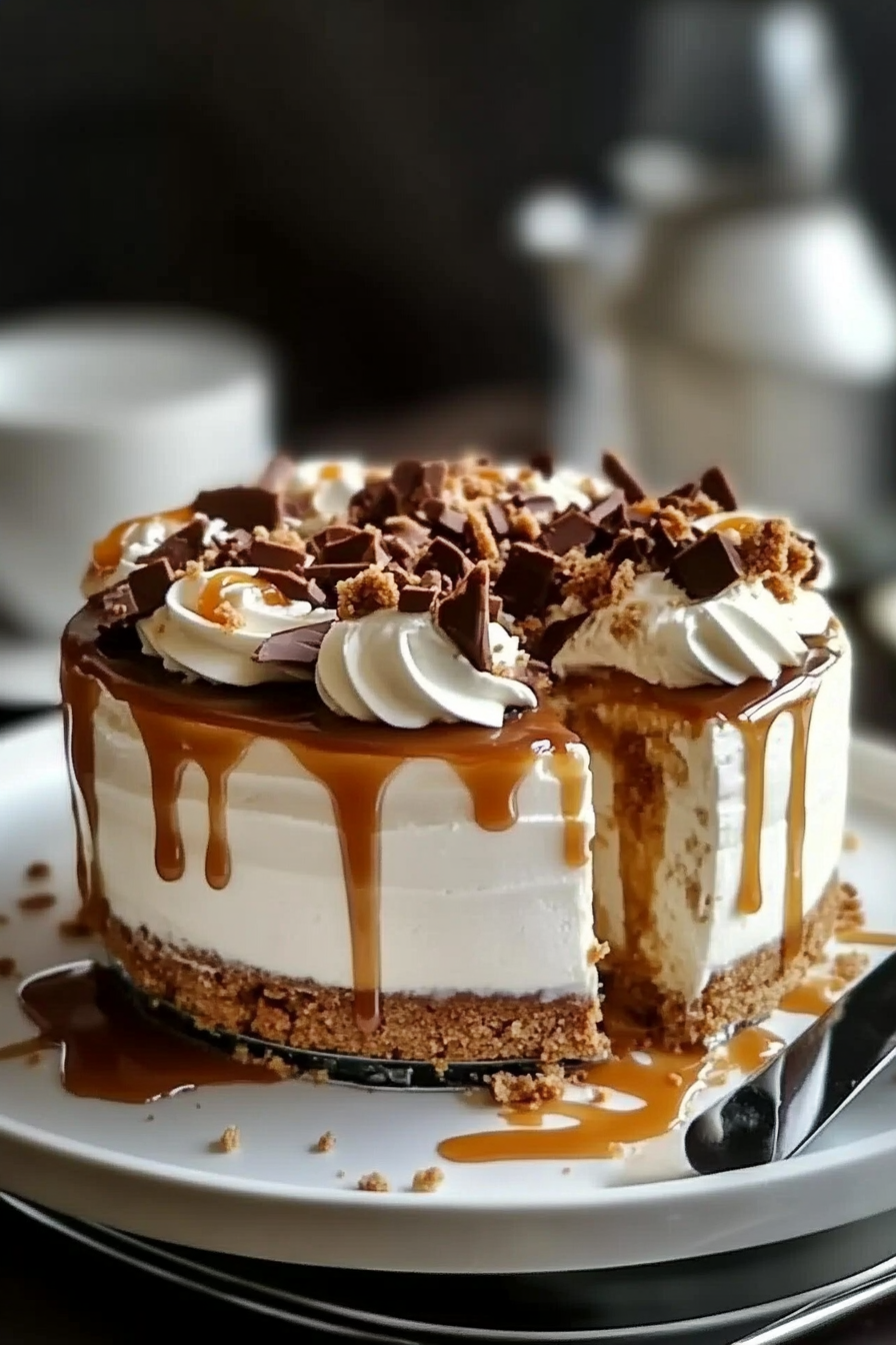 Toffee Caramel No Bake Cheesecake