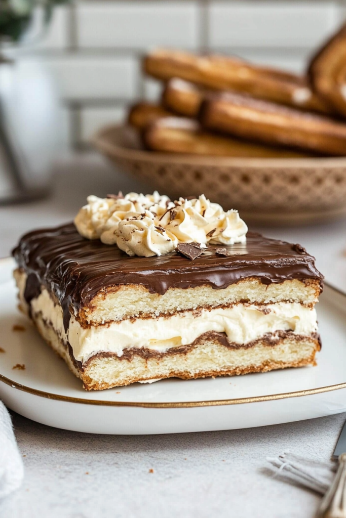 No Bake Chocolate Eclair Cake