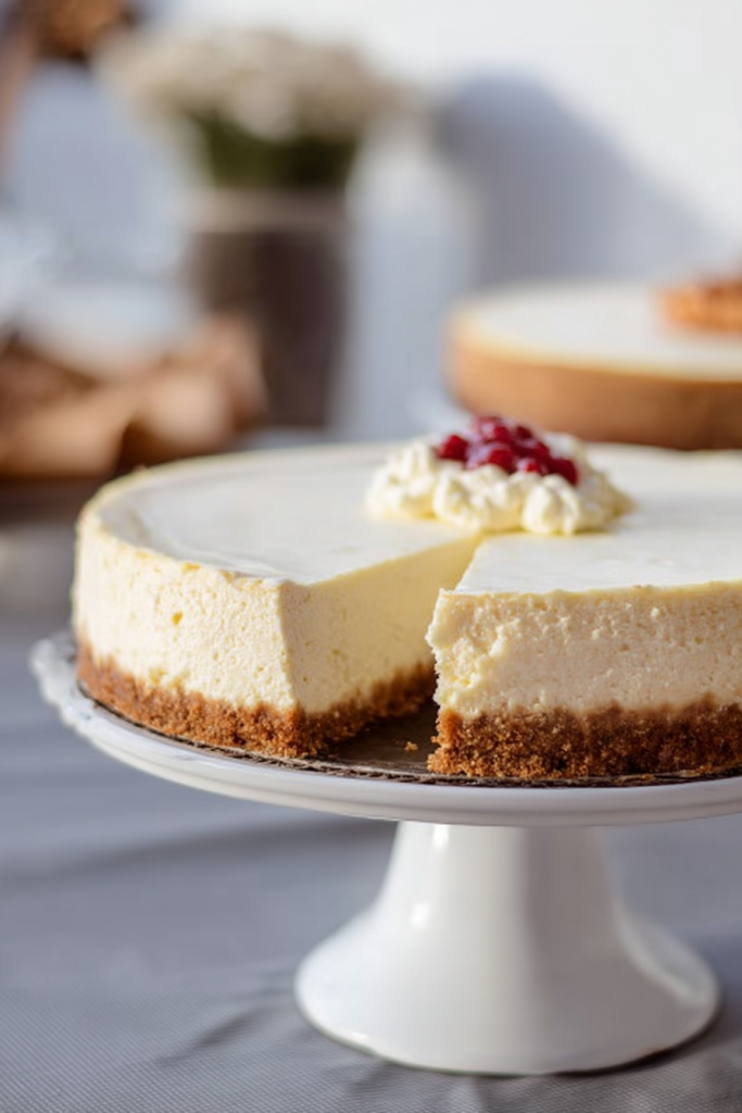 Cheesecake with sour cream topping