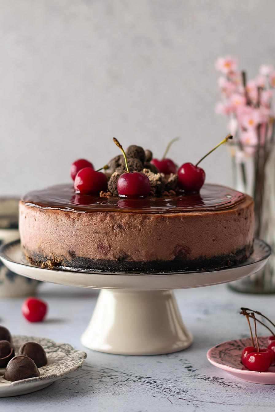 Chocolate cherry cheesecake