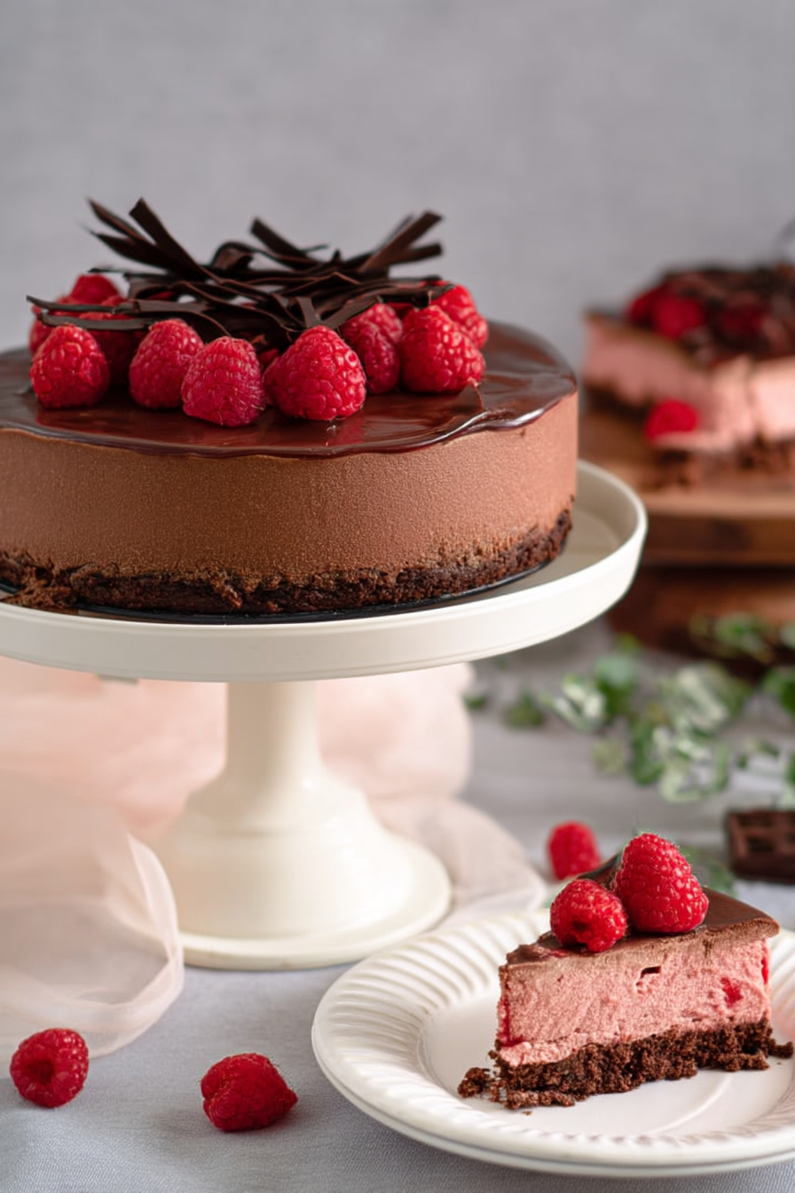 Chocolate raspberry cheesecake