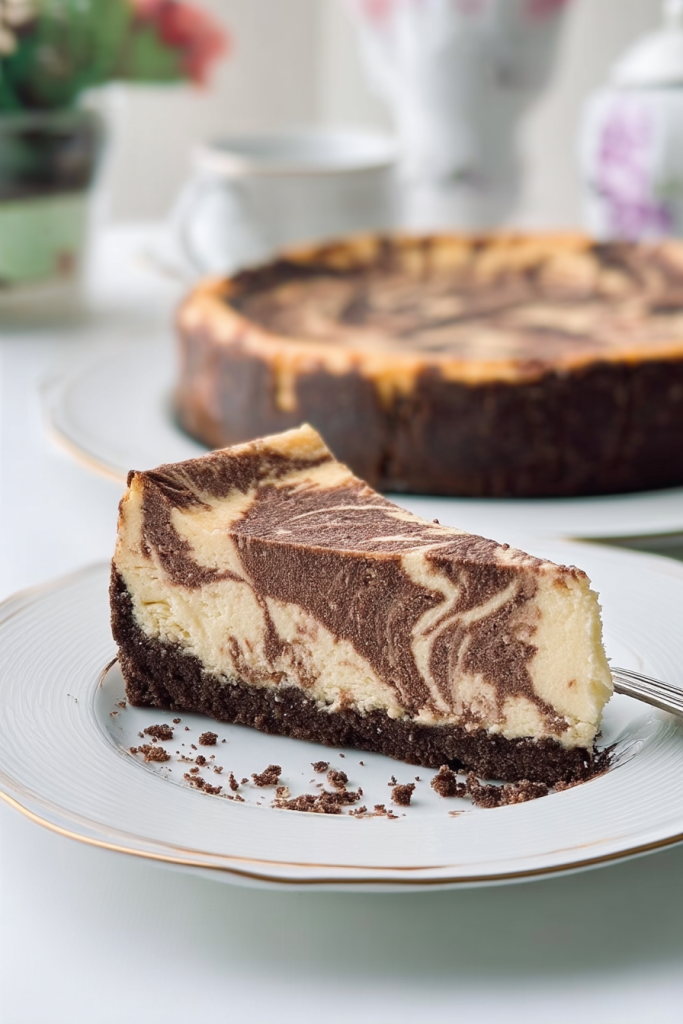 Creamy Cheesecake with Chocolate Swirls