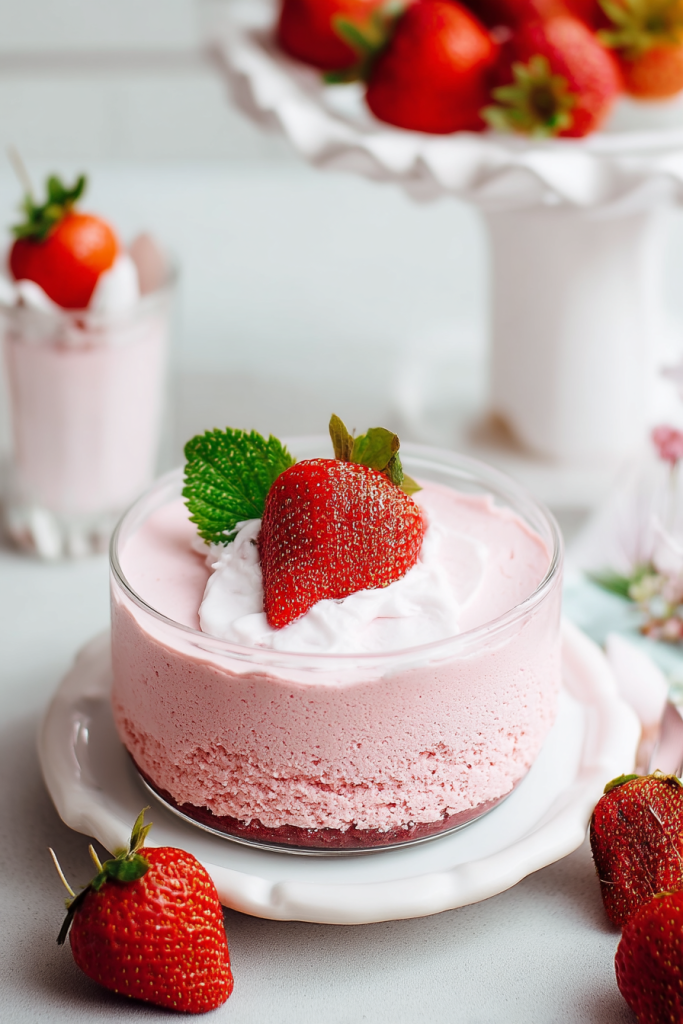 Creamy Fresh Strawberry Mousse with Whipped Cream