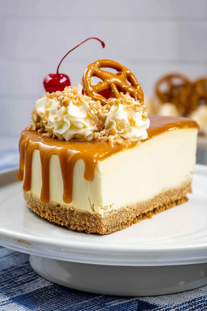 Creamy No Bake Caramel Swirl Cheesecake