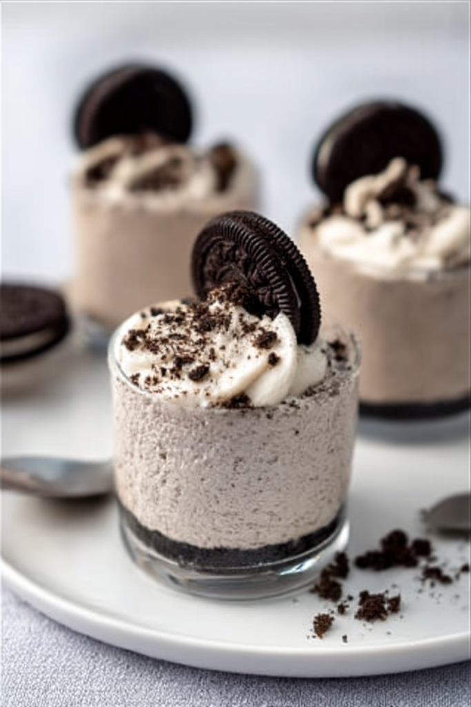 Creamy Oreo Mousse Cups with Whipped Cream