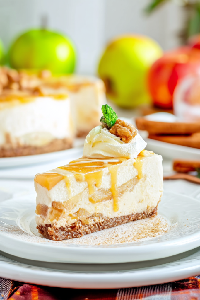 Easy No Bake Apple Cinnamon Cheesecake