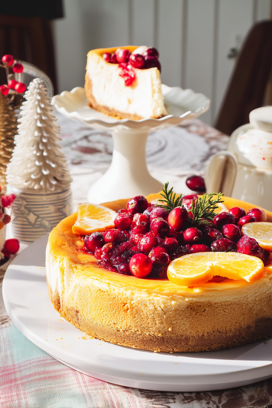 Orange cranberry cheesecake