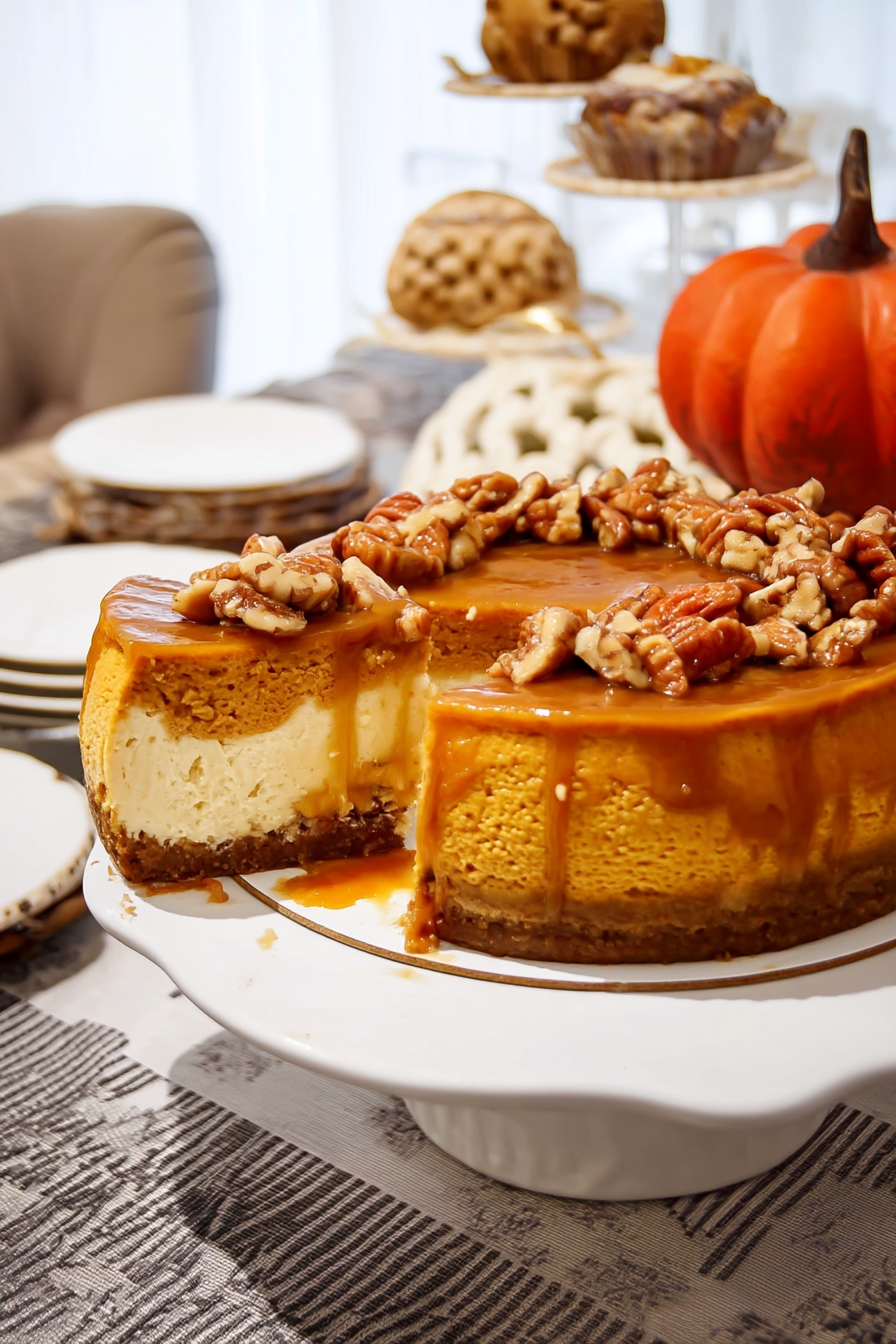 Pumpkin pecan cheesecake