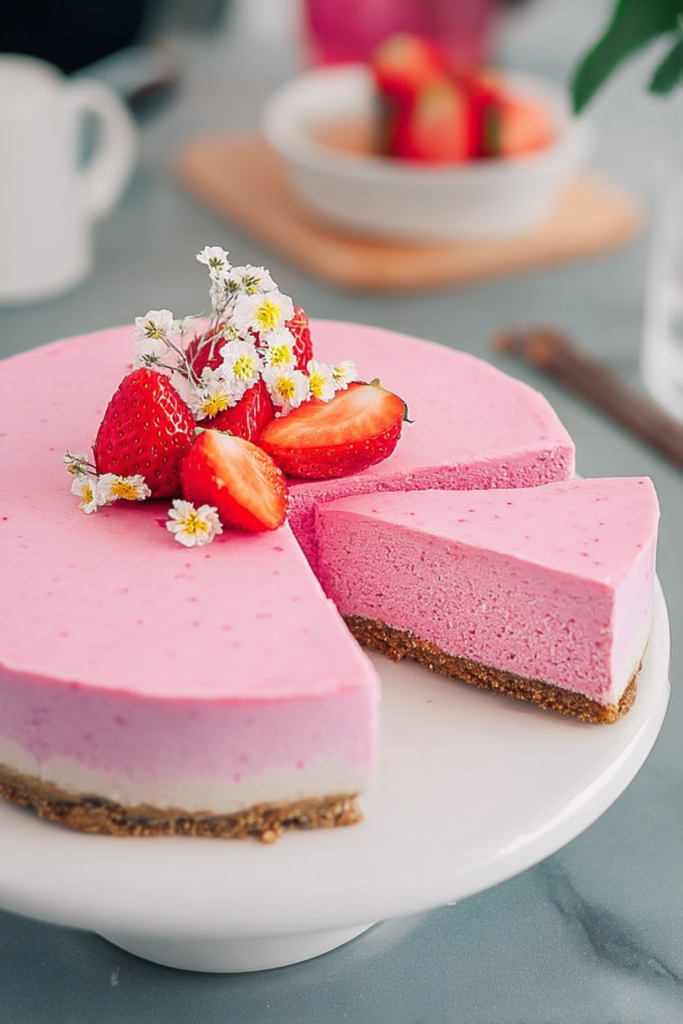 Strawberry-Inspired Pink Cheesecake